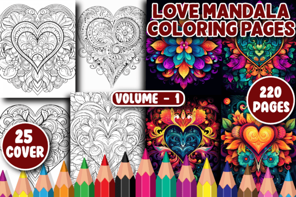 Preview of 220 Love Mandala Coloring pages V - 1 coloring pages for adults