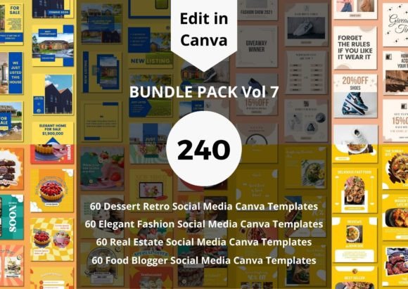 240 Social Media Canva Templates Bundle
