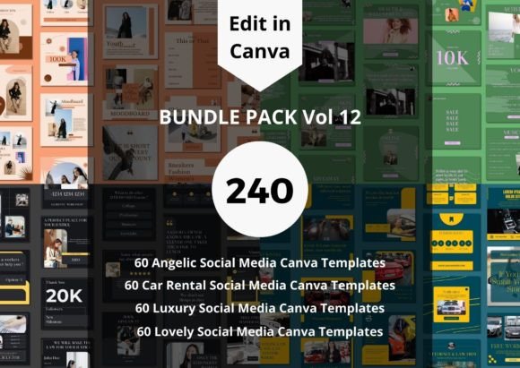 240 Social Media Canva Templates Bundles