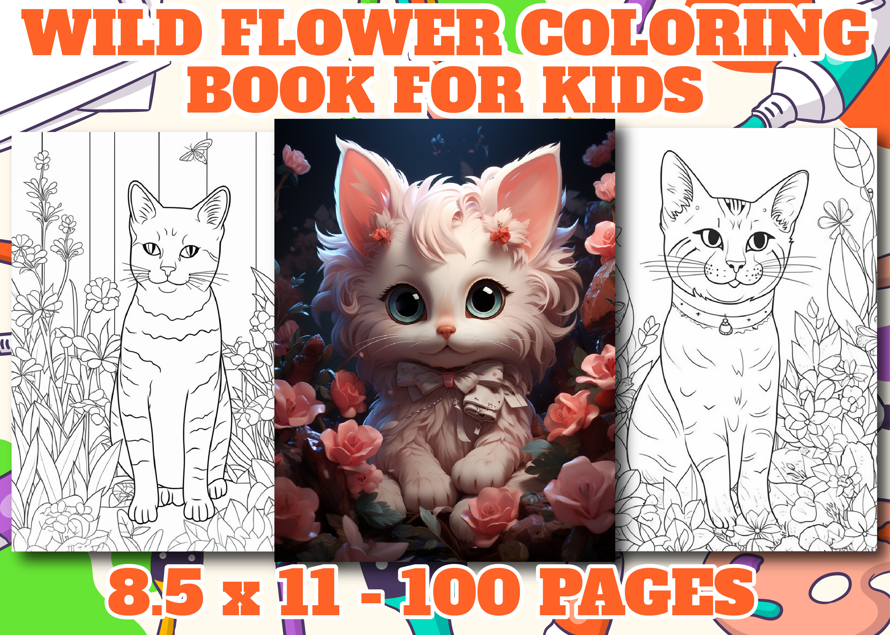 Cat Coloring Page for Kids