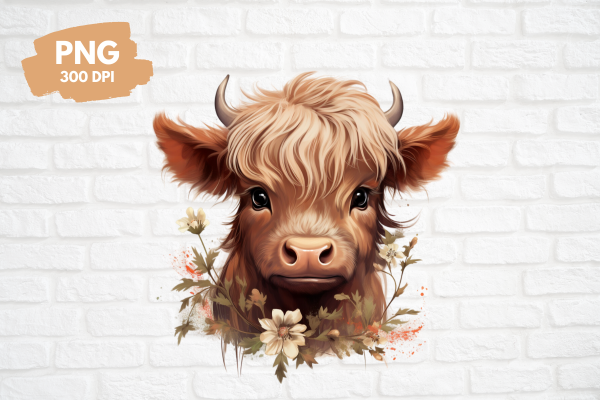 Flower Baby Highland Cow PNG Graphic by Sabuydee Design · Creative Fabrica