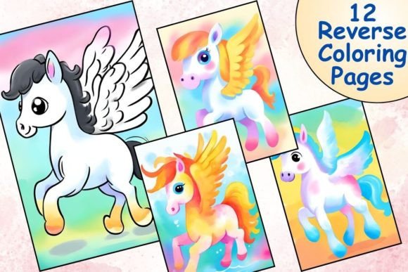 Flying Horse Reverse Coloring Pages