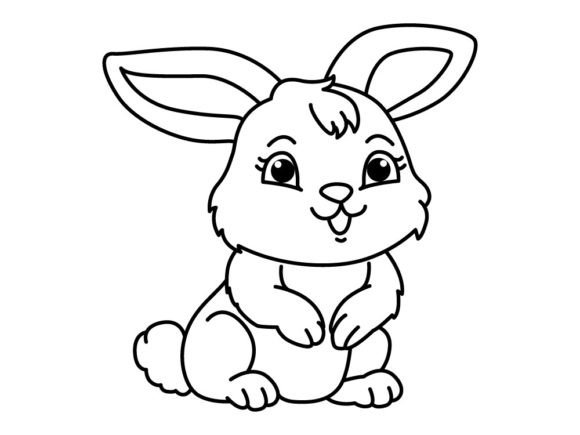 Funny Rabbit Cartoon for Coloring Book.