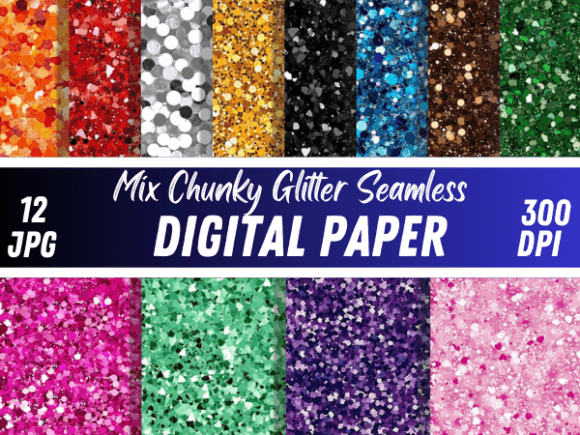 Mix Chunky Glitter Sparkle Pattern Paper