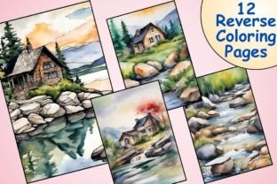 Nature Landscape Reverse Coloring Pages Graphic by Catchy Ideaz ...