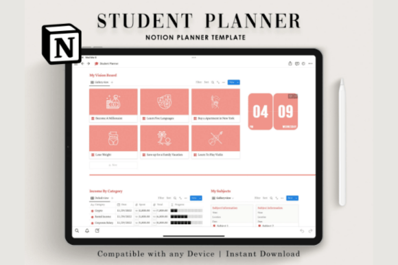 Notion Student Planner Gráfico Plantillas Gráficas Por ThePlannersDelight