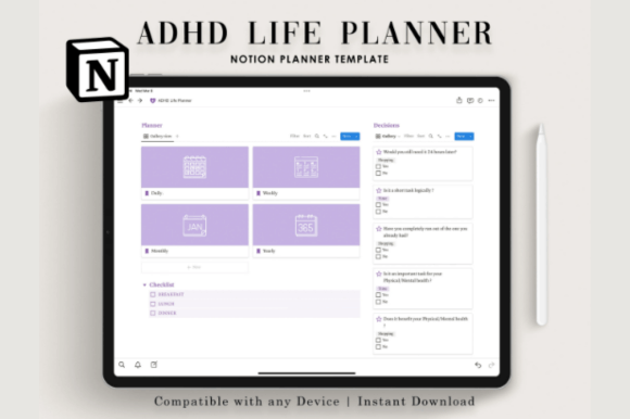 Notion Template ADHD, Life Planner