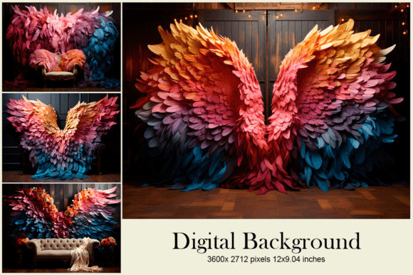 Wings Feather Studio Backdrop Overlays