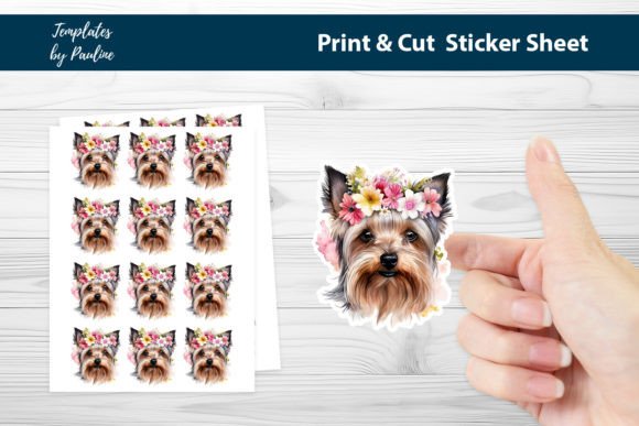 Yorkshire terrier printable sticker sheet for waterproof vinyl tumbler decals