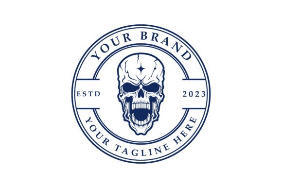 Unique and Stylized Human Skull Logo