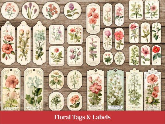 Floral Tags Labels Junk Journal Kit Grafik Plotterdateien Von Wildflower Publishing