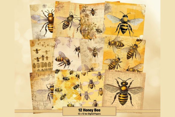 Honey Bee Digital Papers Queen Bee Pages