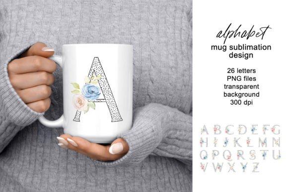 Mug Sublimation Design Letters Monogram Graphics