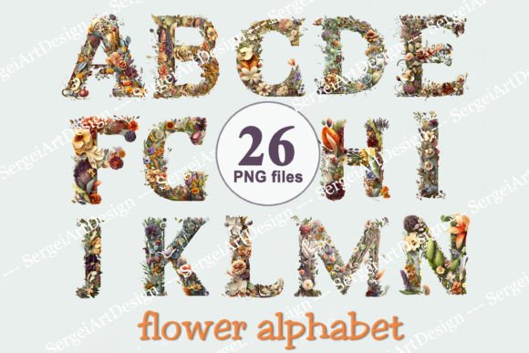 PNG Floral Letters Clipart, PNG Alphabet Graphic by SergeiArtDesign ...