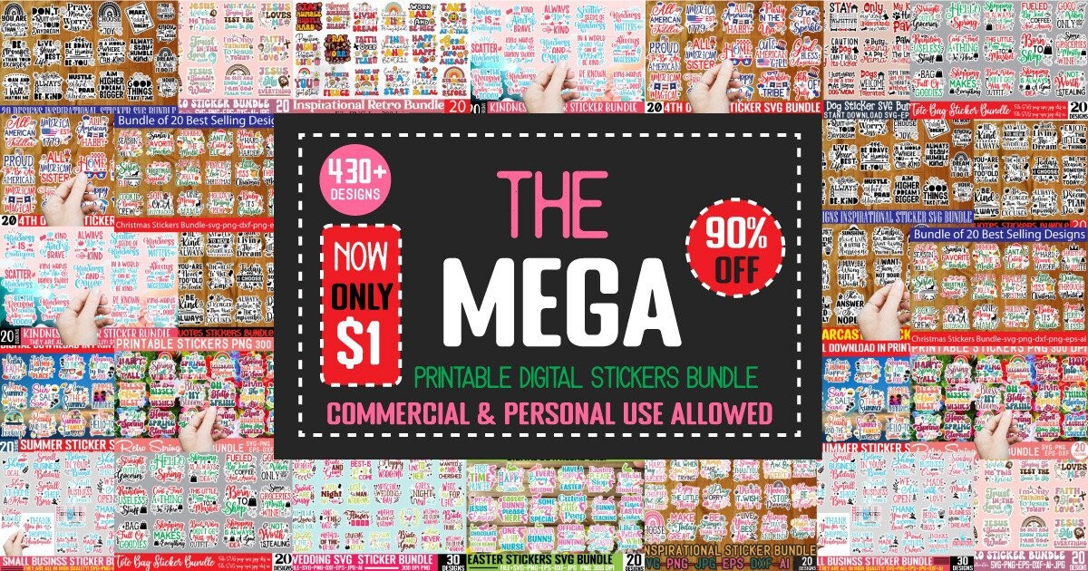 Printable Digital Stickers Bundle Bundle · Creative Fabrica