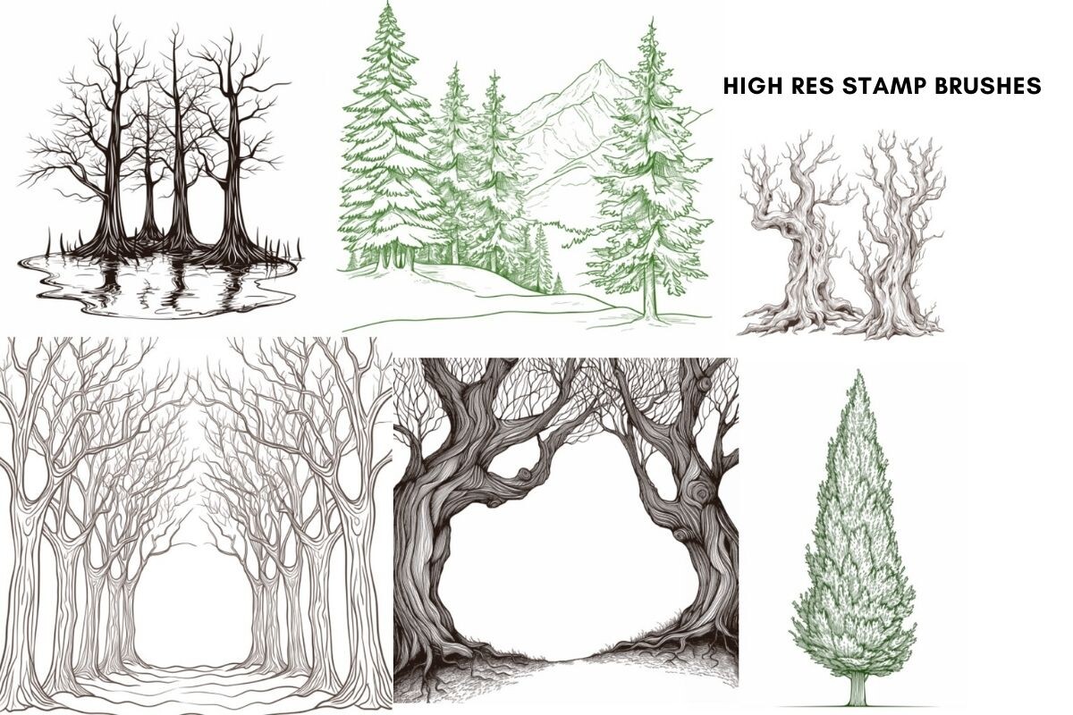 Procreate Tree Landscape Brush Stamp Set - photo 3