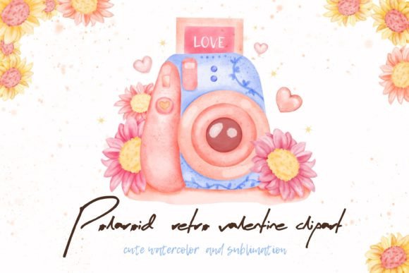 Retro Polaroid Camera Watercolor Clipart