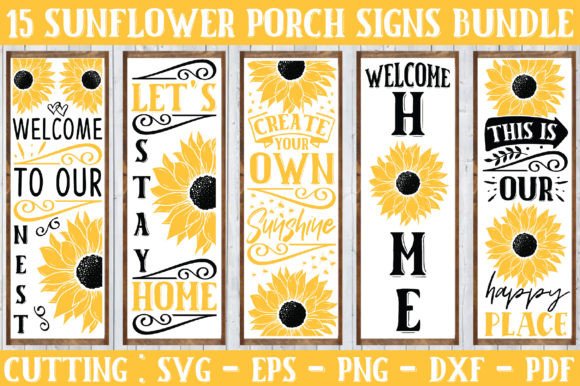 Sunflower Porch Signs Bundle Graphic Crafts By Creative Canvas