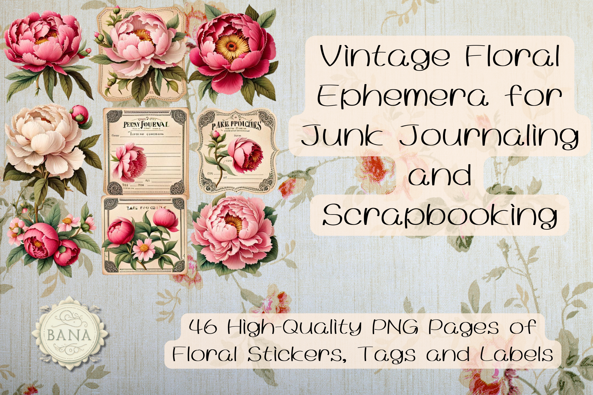 Vintage Floral Ephemera Big Set
