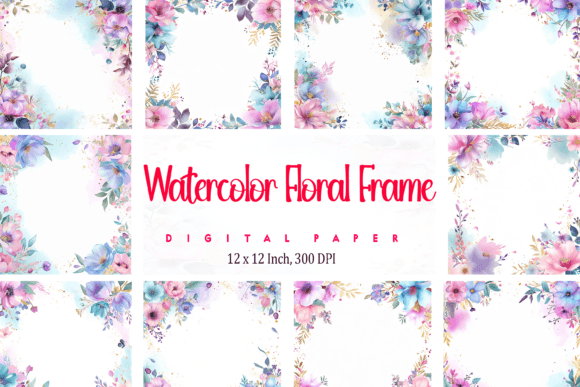 Watercolor Floral Border