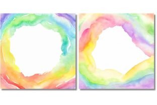 Watercolor Rainbow Frame Backgrounds Graphic by VYCstore · Creative Fabrica