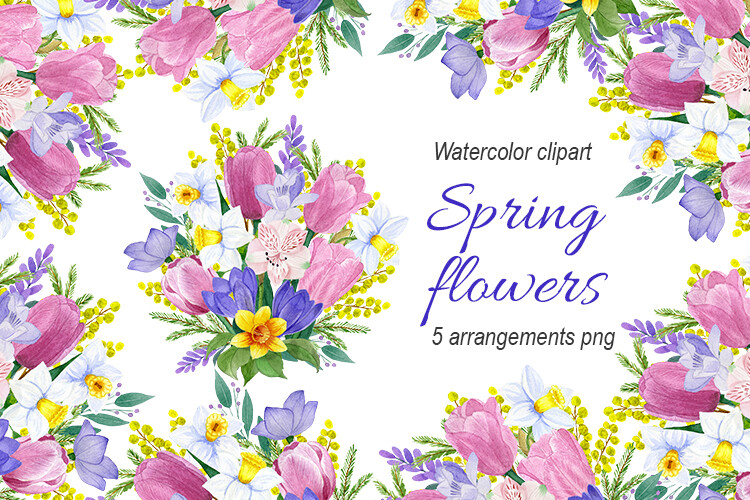 Watercolor Spring Flowers Graphic by StepanovaArt · Creative Fabrica