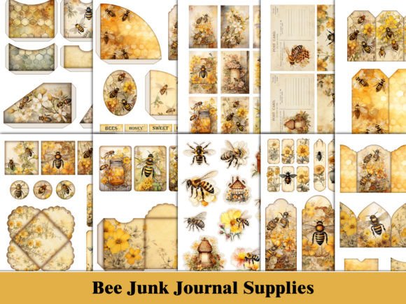 Yellow Bee Junk Journal Kit Ephemera Gráfico Manualidades Por Wildflower Publishing
