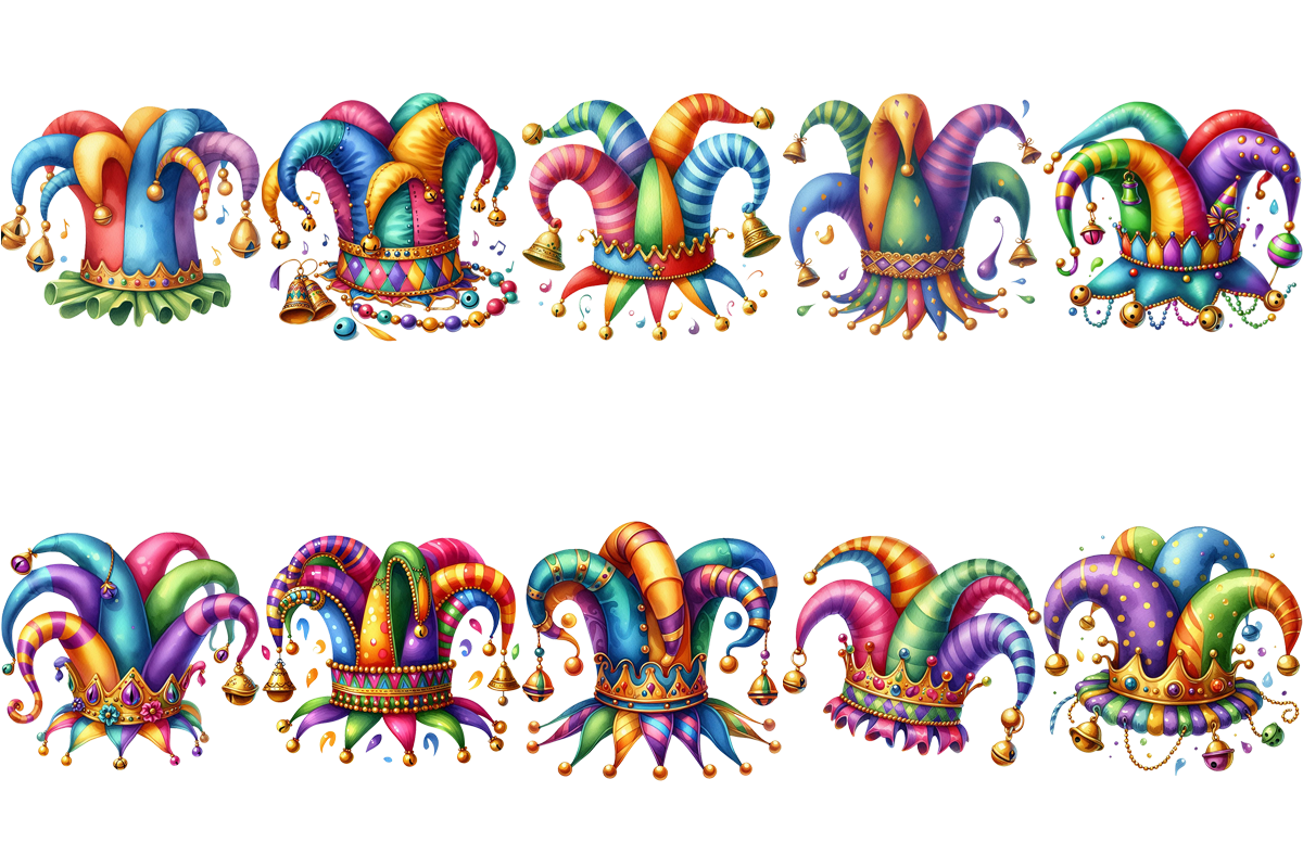 10 Mardi Gras Jester Hat Clipart Bundle Graphic by Design Store ...
