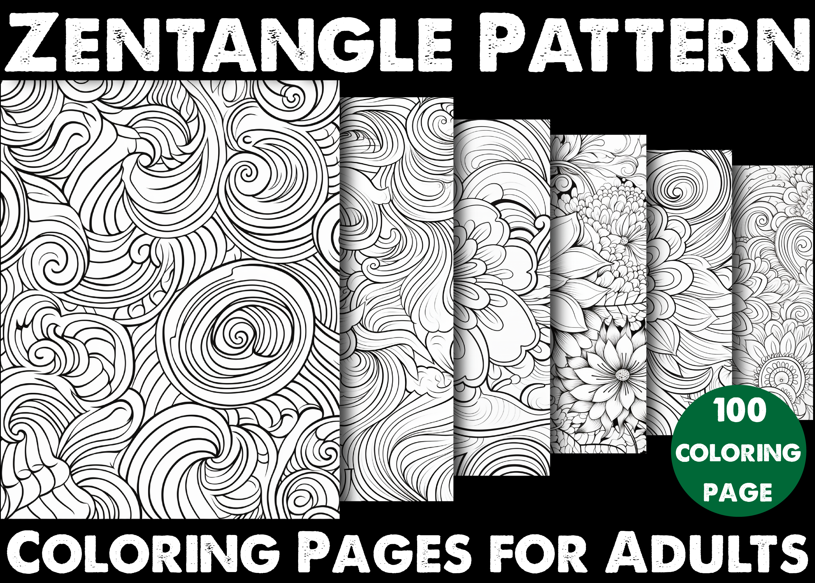 100 Zentangle Pattern Coloring Pages