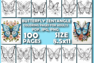 Butterfly Zentangle Coloring Book -V5 Graphic by Design Zone · Creative ...