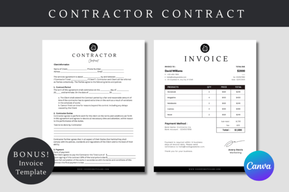 Canva Contractor Contract Template document design