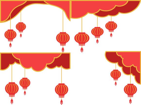 Chinese New Year Corner Border Graphic Illustrations By PurMoon