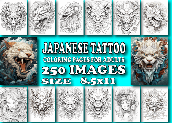 Japanese Tattoo Coloring Book for Adults