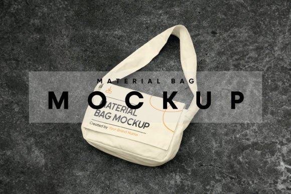 Lying Material Bag Mockup Graphic Bags & Pouches By MockupForest
