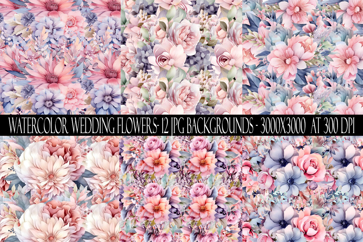 Watercolor Wedding Flower Backgrounds Graphic by Digital Paper Packs ...