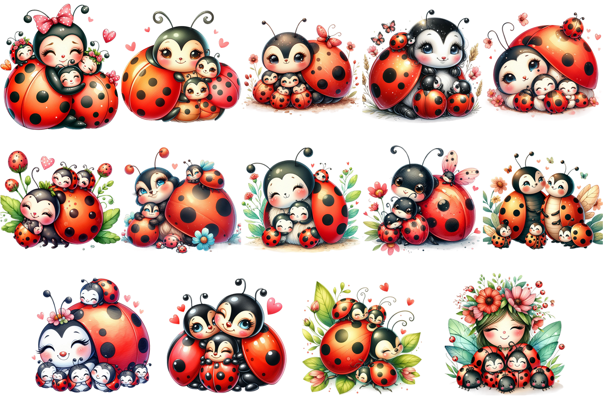 14 Watercolor Ladybugs Clipart Bundle Graphic by Design Store ...