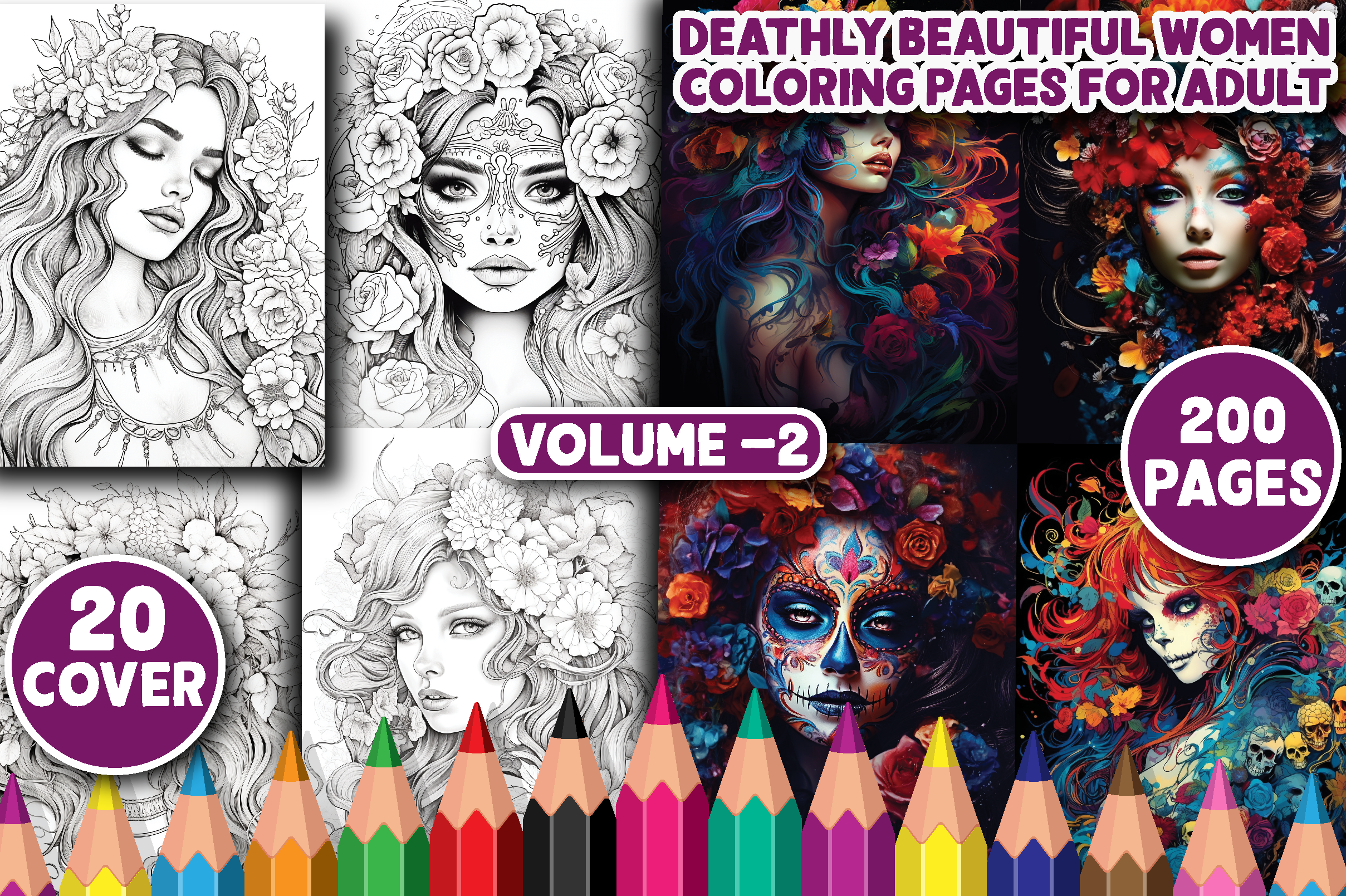 200 Deathly Beautiful Women Color Pages