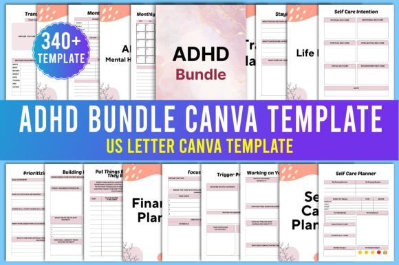 ADHD Planner Bundle Canva Templates