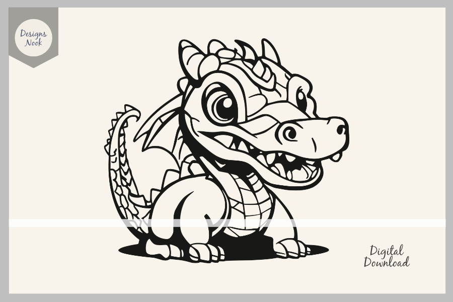 Baby Dragon SVG Vector Cut File Clipart
