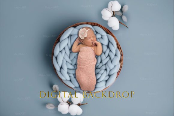 Preview of Blue Newborn Photography Backdrop Cotton digital backdrop