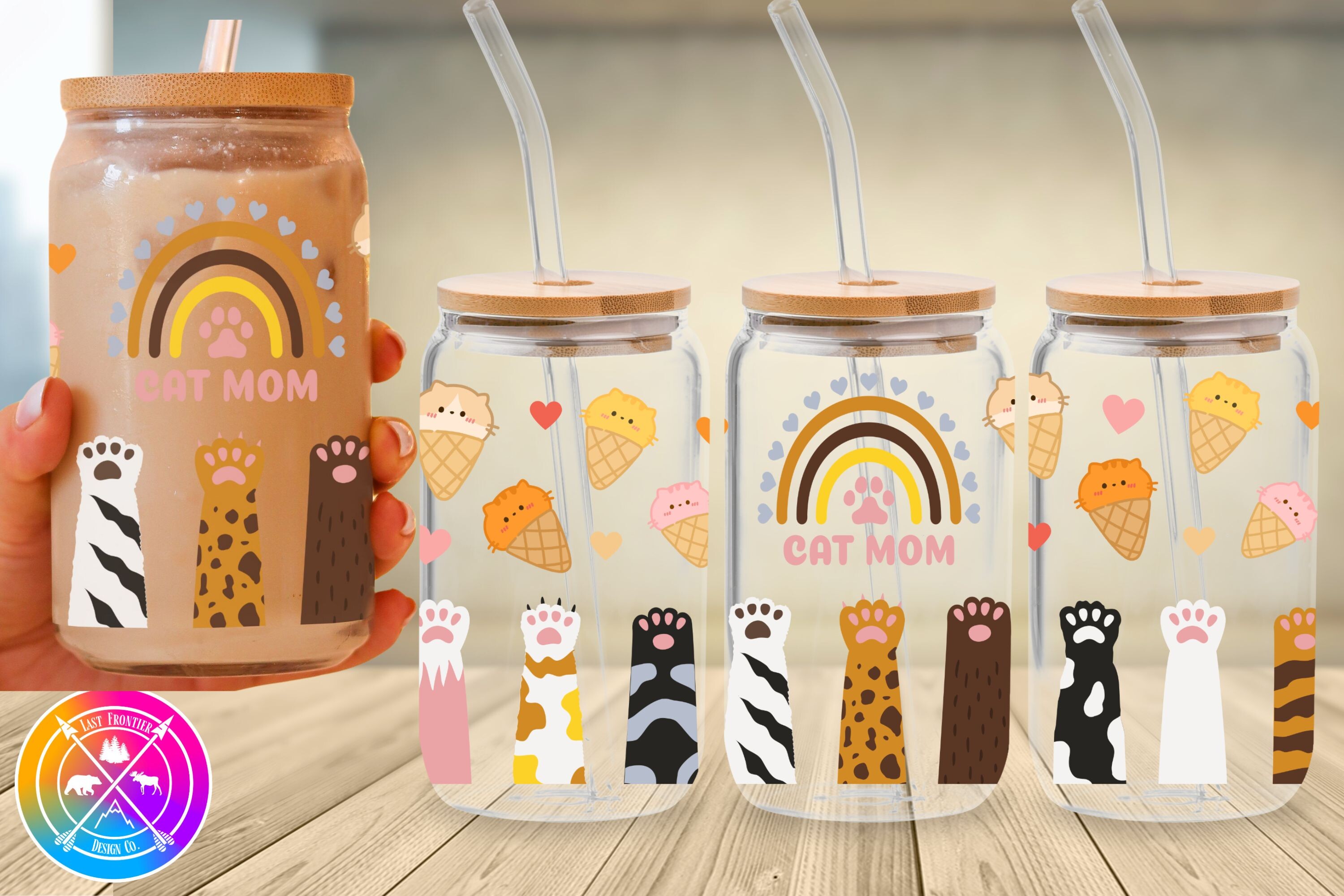 Cat Mom 16 Oz Libbey Glass Can PNG Wrap Graphic by HappyAshDesigns ...