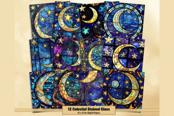 Celestial Stained Glass Digital Papers