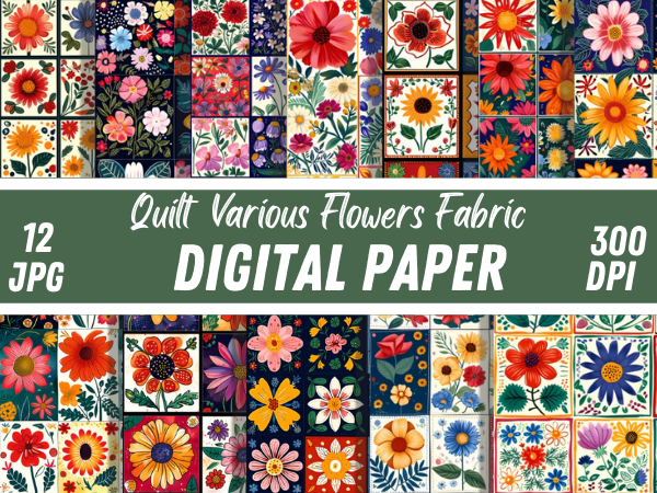 Craft Quilt Flowers Fabric Pattern Paper