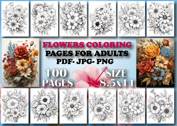 Flowers Coloring Book for Adult -V3