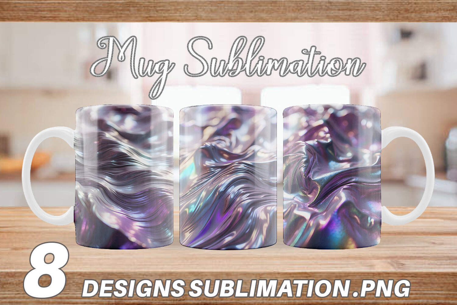 Mug Wrap Flowy Holographic Graphic by Artnoy · Creative Fabrica