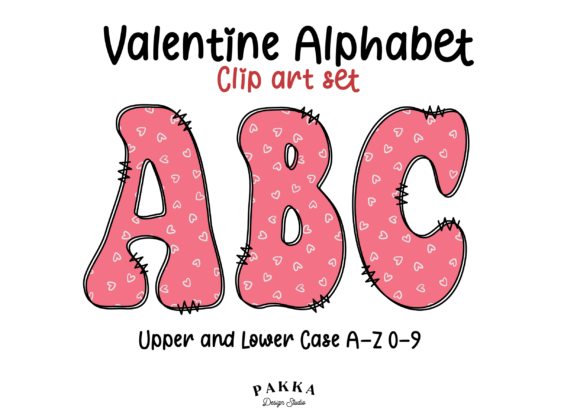 Valentine Doodle Alphabet Clipart Graphics