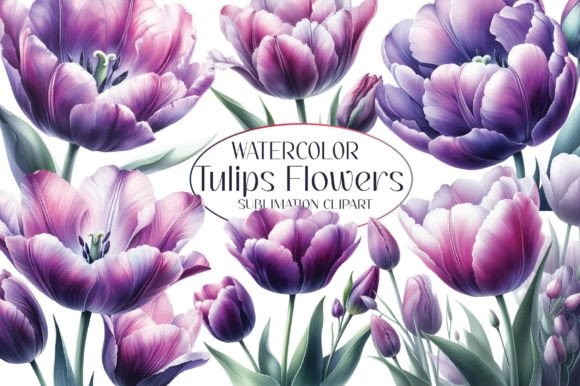 Watercolor Tulips Clipart Bundle