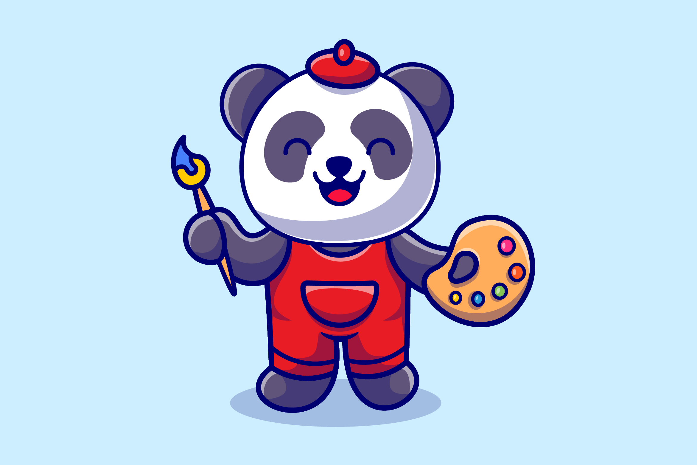 Cute Panda Painting Cartoon Illustration Graphic by catalyststuff ...