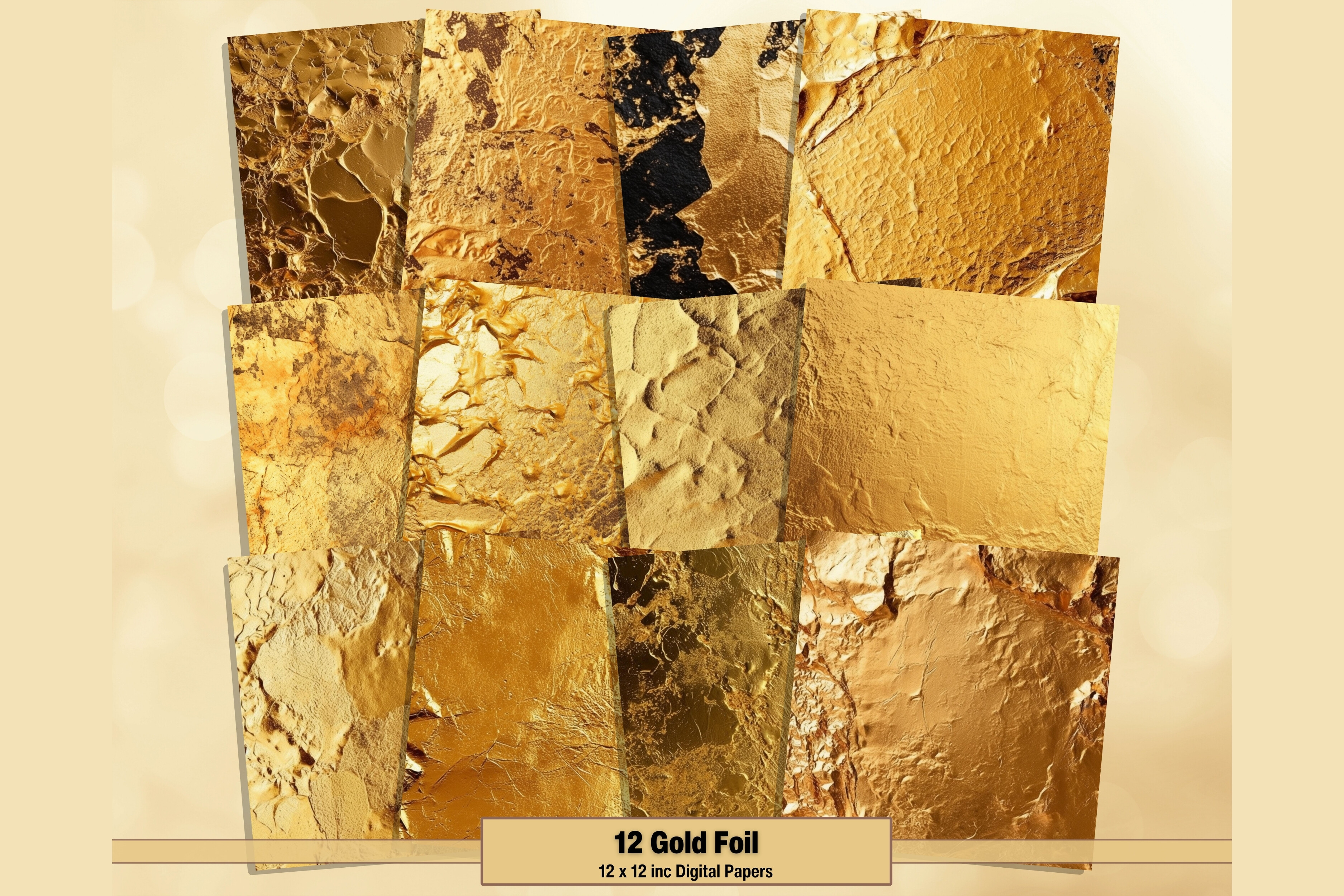 Gold Foil Digital Paper, Shimmer Texture Graphic by artisticwayco ...