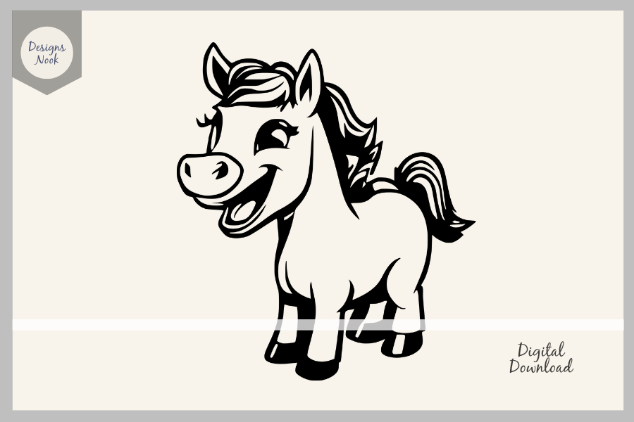 Laughing Horse Outline SVG Vector PNG